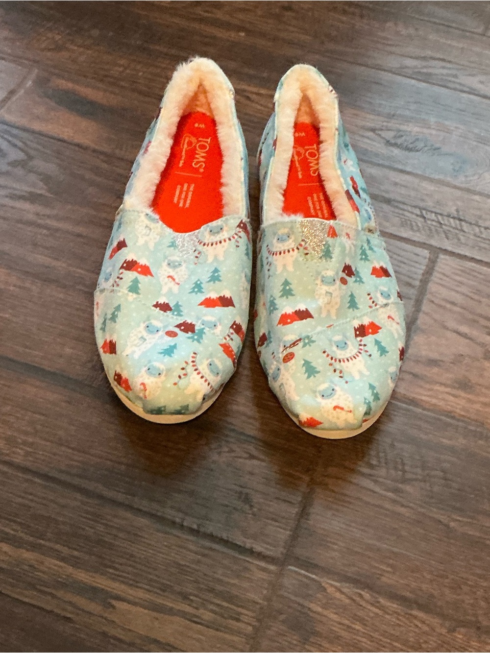 TOMS Alpargata Blue Yeti Faux Fur Slip-Ons Womens size 8/Winter/Holiday